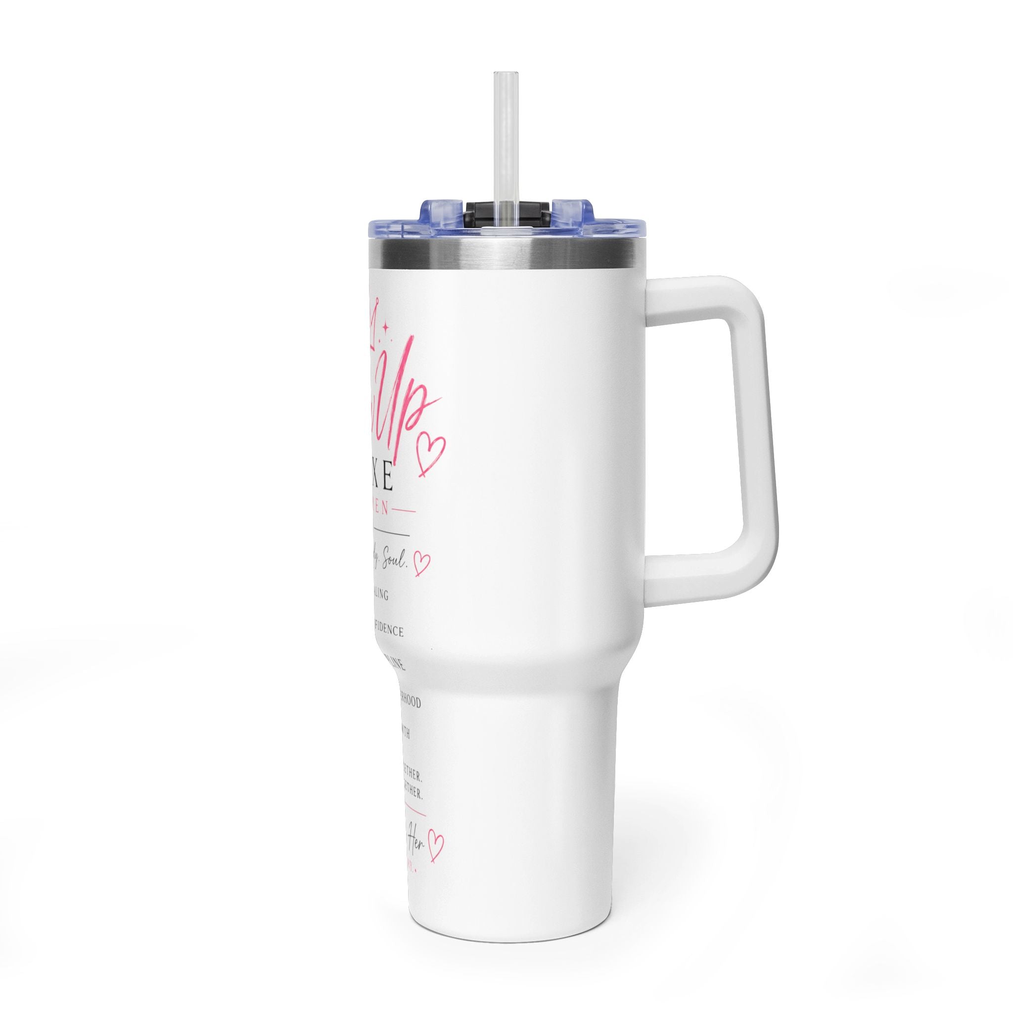 40oz Vacuum Tumbler — "Glow Up Luxe" Women’s Motivational Drinkware