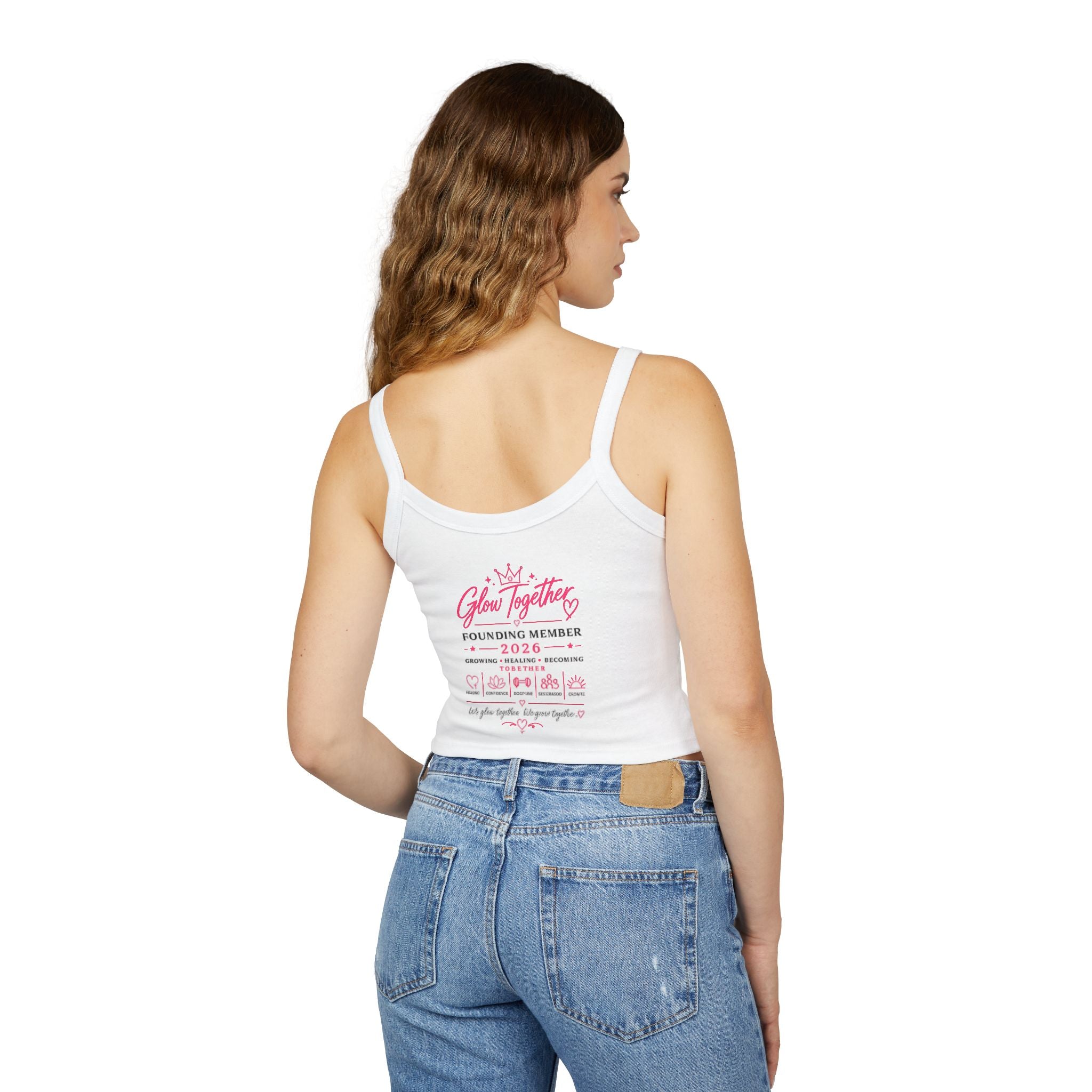 Spaghetti Tank Top — "Glow Up Luxe" Women's Crop Tank (Founding Member 2026)