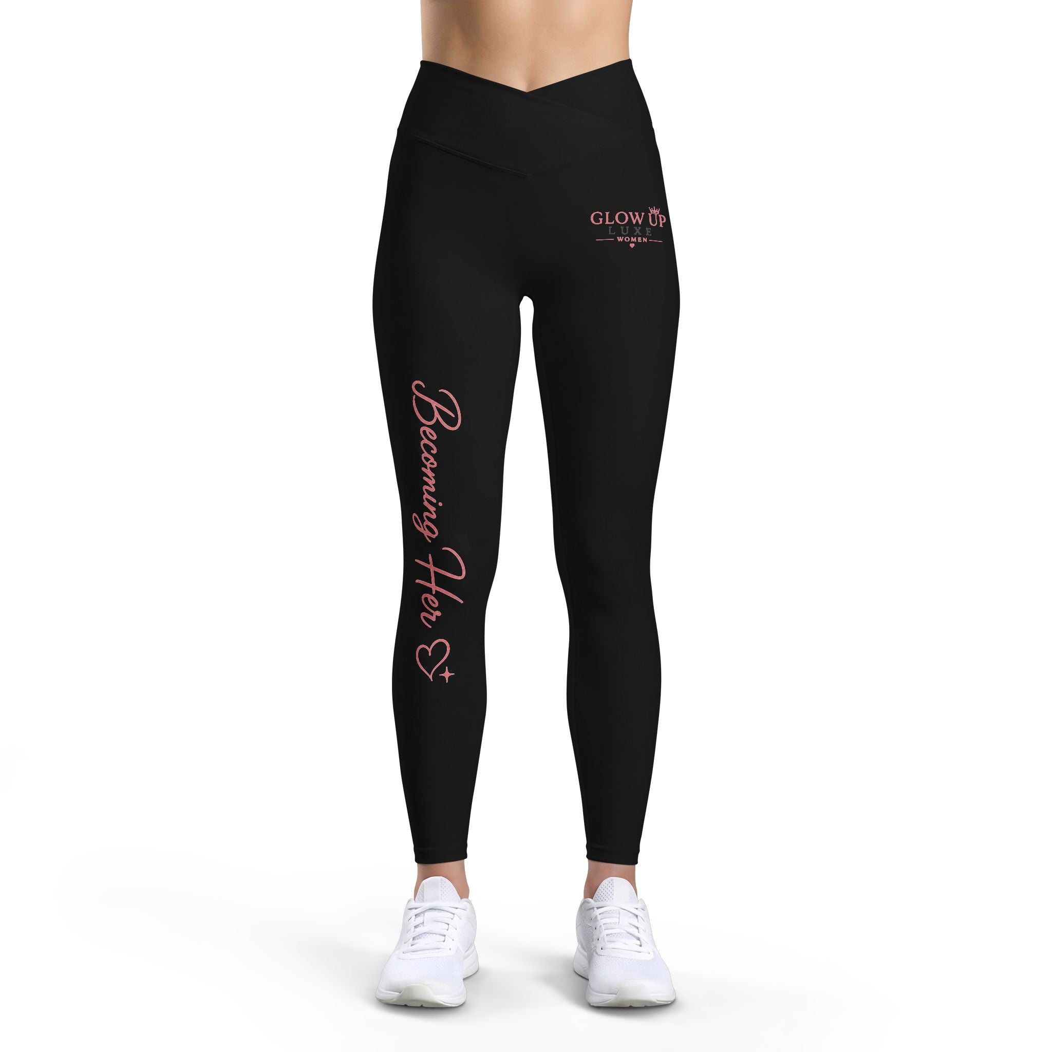 Women’s Luxe Leggings — 'Running Hero' Script Side Print, High-Waist Activewear