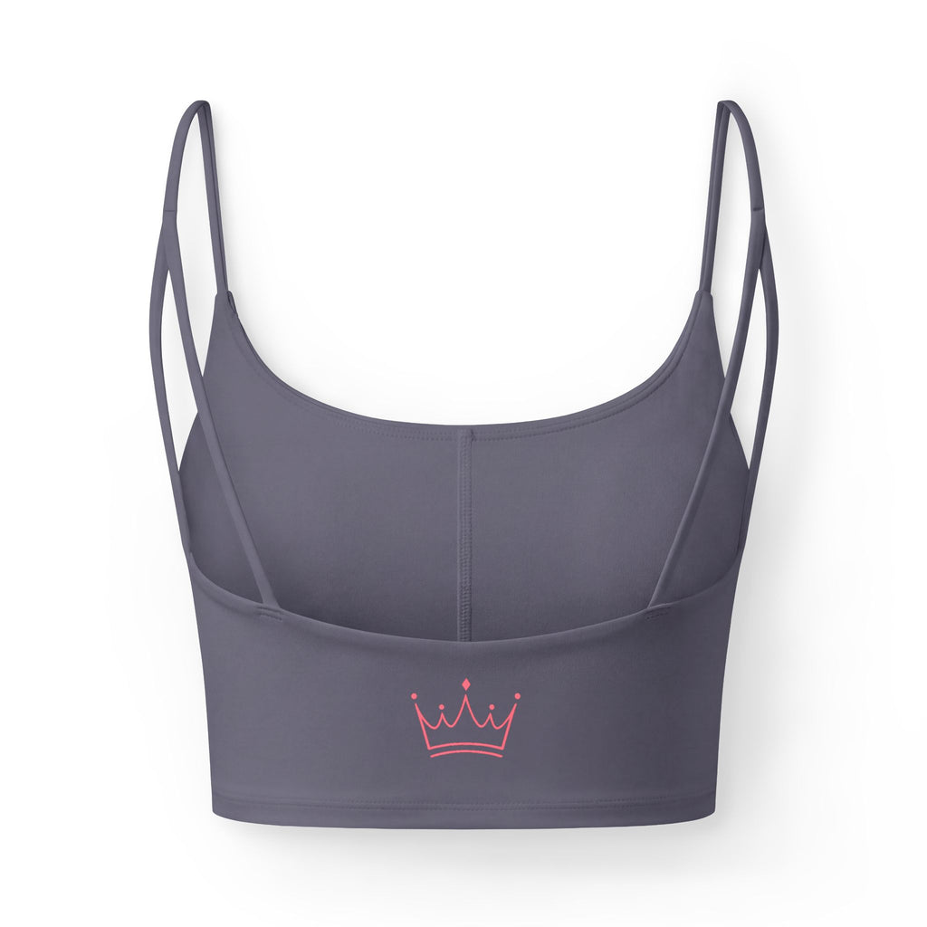 Luxe Glow-Up Women's Crop Bra — Strappy Sports Bra with 'Glow Up' Logo