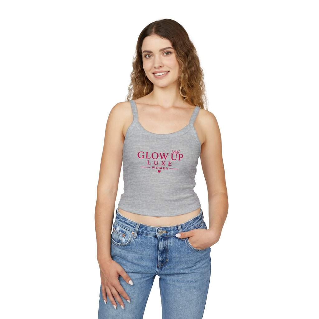 Spaghetti Tank Top — "Glow Up Luxe" Women's Crop Tank (Founding Member 2026)