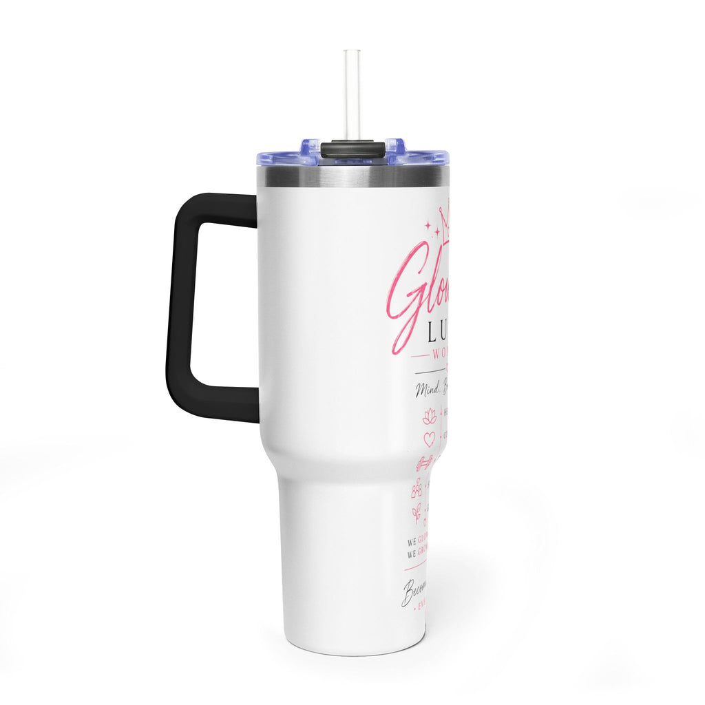 40oz Vacuum Tumbler — "Glow Up Luxe" Women’s Motivational Drinkware