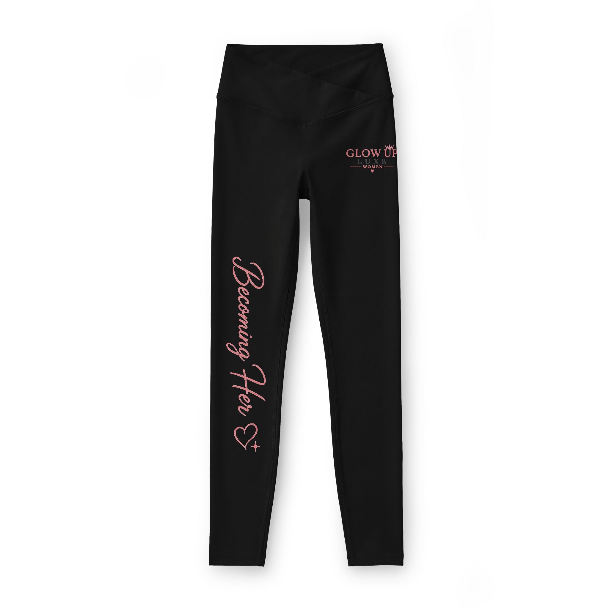 Women’s Luxe Leggings — 'Running Hero' Script Side Print, High-Waist Activewear