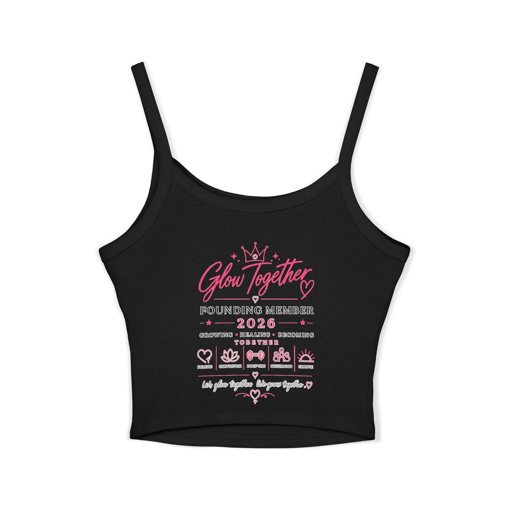 Spaghetti Tank Top — "Glow Up Luxe" Women's Crop Tank (Founding Member 2026)