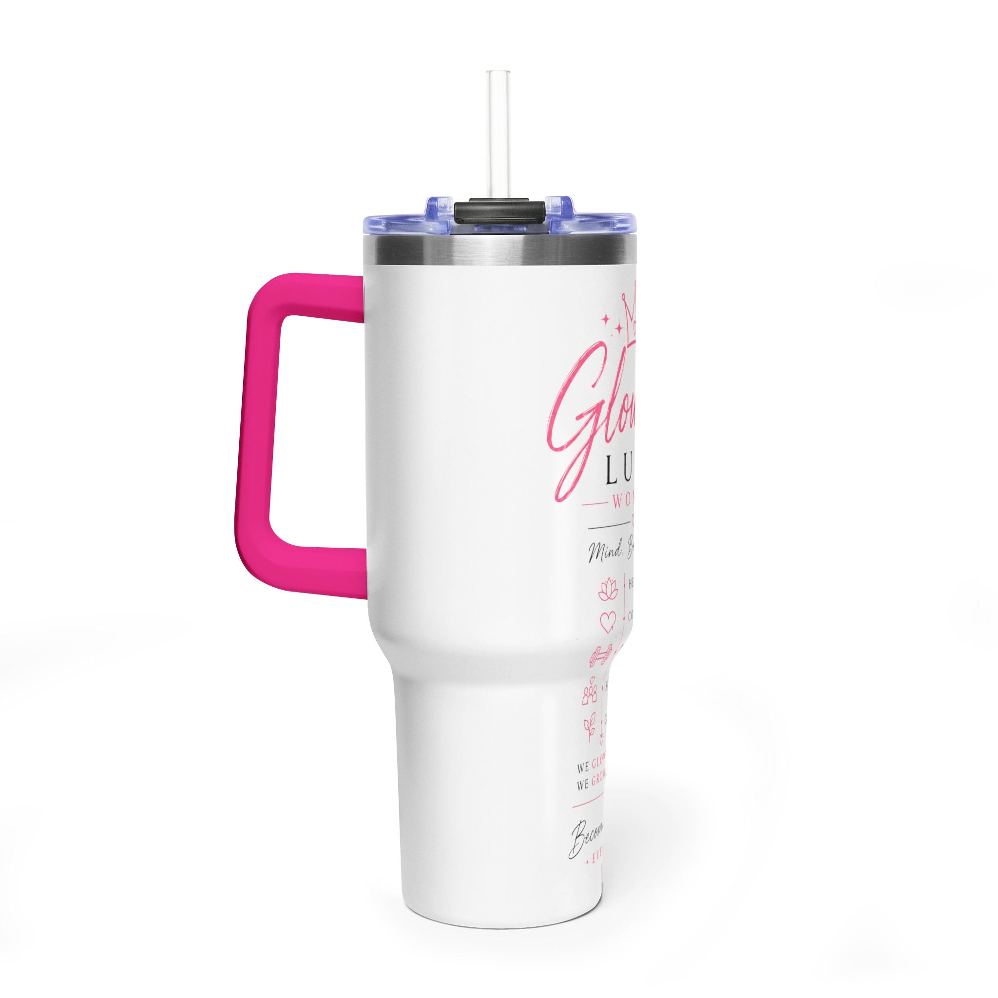 40oz Vacuum Tumbler — "Glow Up Luxe" Women’s Motivational Drinkware