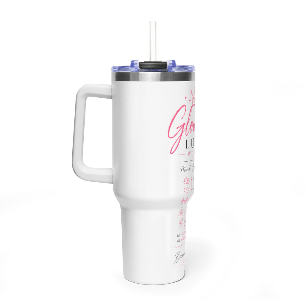 40oz Vacuum Tumbler — "Glow Up Luxe" Women’s Motivational Drinkware