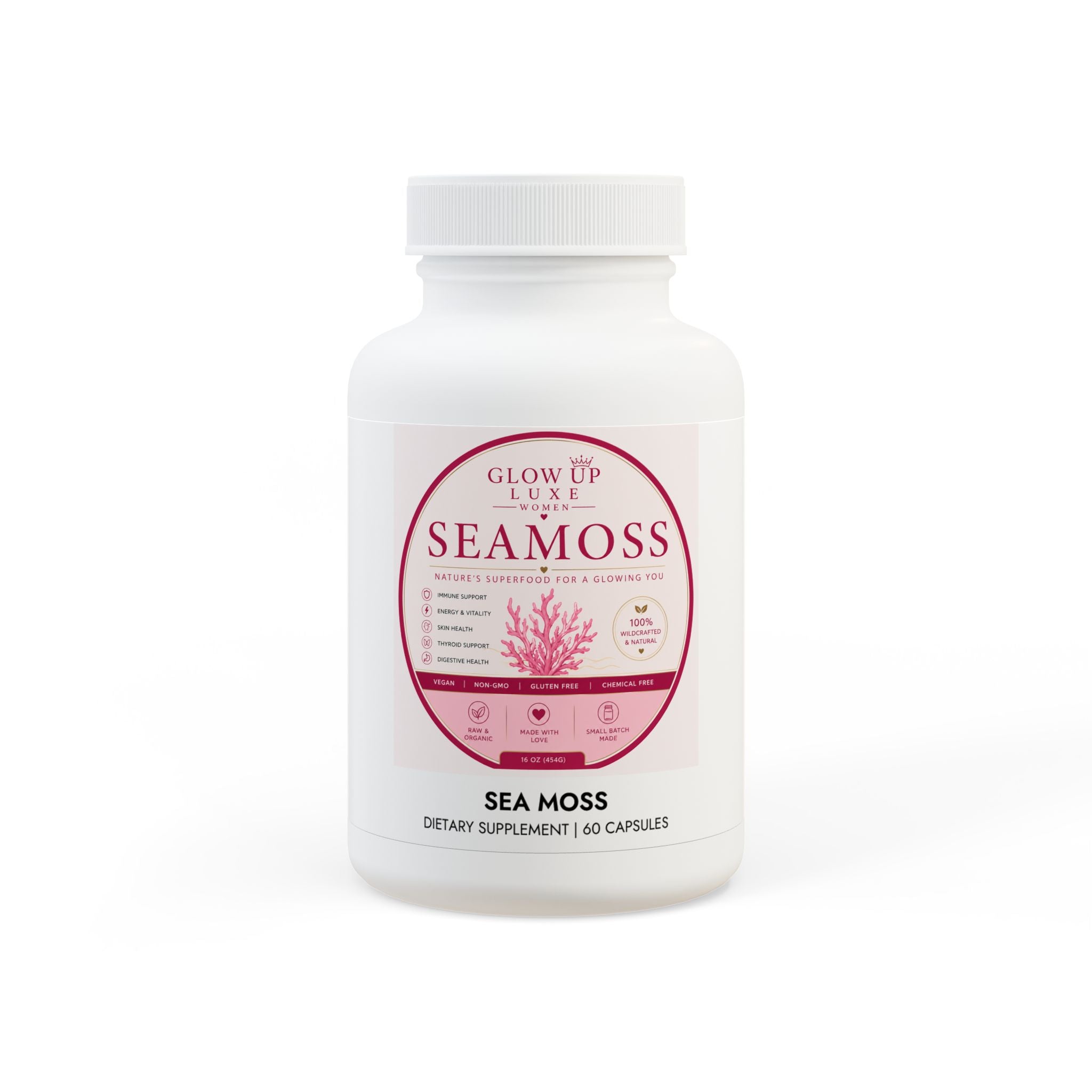 GlowUp Luxe Sea Moss Supplement (60 Capsules)