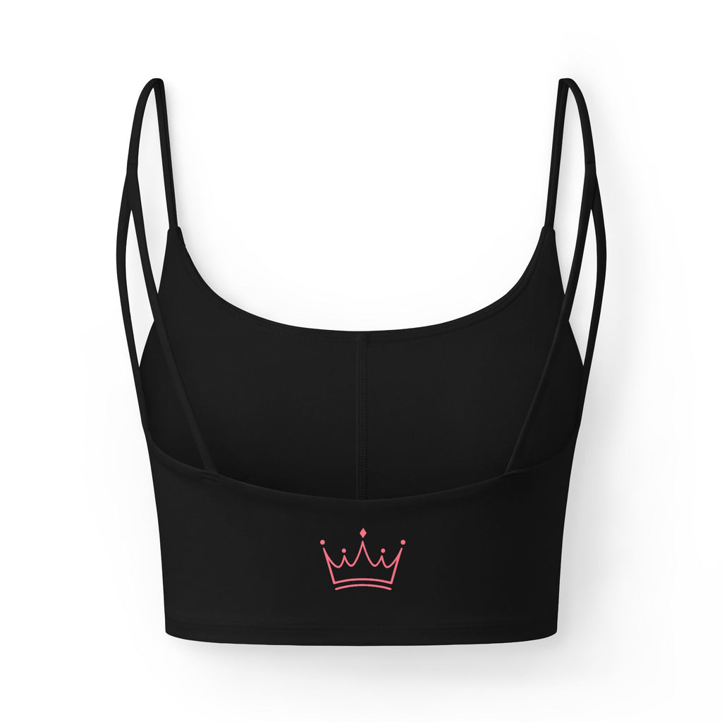 Luxe Glow-Up Women's Crop Bra — Strappy Sports Bra with 'Glow Up' Logo